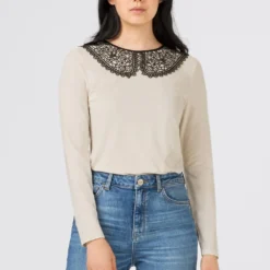 HALLHUBER T-shirt à manches longues Assurance De l’Authenticité t-shirts et tops col claudine femme