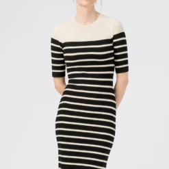 HALLHUBER Prix Réduit MIT STREIFENDESSIN - Robe fourreau robes col rond femme