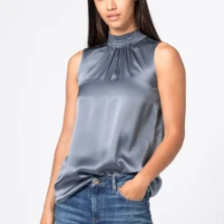 HALLHUBER Haute Qualité MIT GESMOKTEM STEHKRAGEN - Blouse chemises et blouses col en v femme
