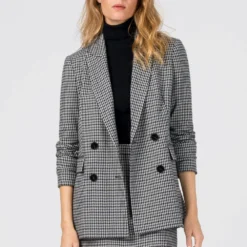 HALLHUBER Qualité garantie 100% INDOOR AUS RECYCELTEN FASERN MIT PEPITAMUSTER - Blazer vestes col revers femme