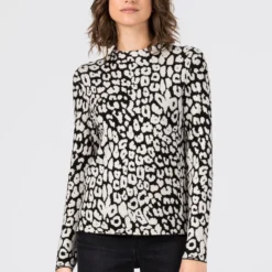 HALLHUBER excellente qualité JACQUARD MIT LEOPARDEN - Pullover pulls et gilets col officier femme